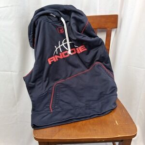 AND1 Navy Red Trim Basketball Hoodie Sweatshirt Men's 2XL Polyester VINTAGE